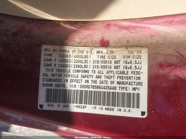 2006 HONDA CR-V SHSRD78586U405448 Photo 8