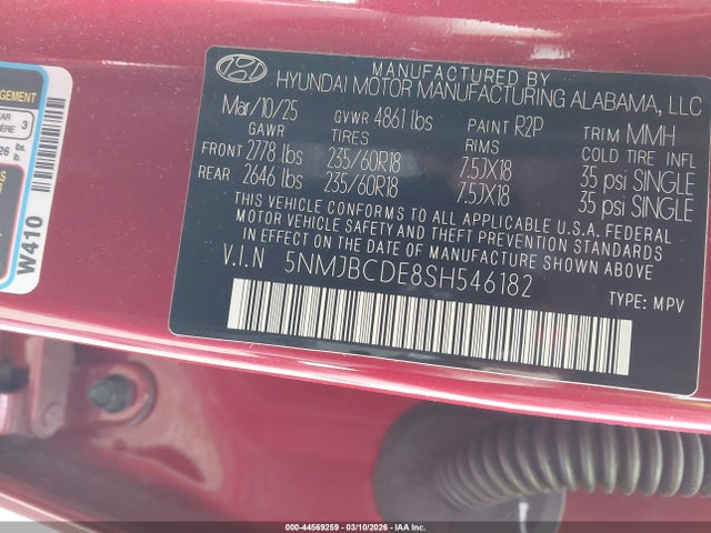 Hyundai TUCSON SEL 2025 5NMJBCDE8SH546182 Image 9