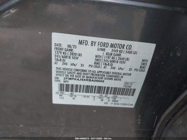 2FMPK4J9XRBA06666 Ford EDGE SEL