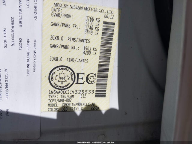 2012 NISSAN TITAN 1N6AA0EC2CN325533 Photo 8