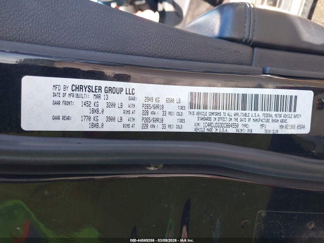Продажа на аукционе авто 2013 Dodge Durango Crew, vin: 1C4RDJDG3DC664550, номер лота: 44569286