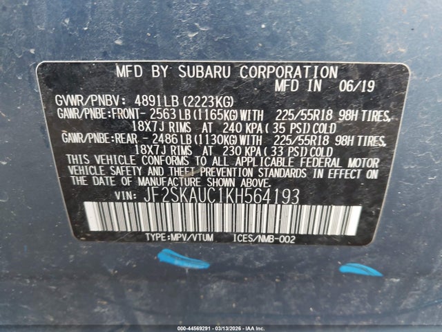 2019 SUBARU FORESTER JF2SKAUC1KH564193 Photo 8