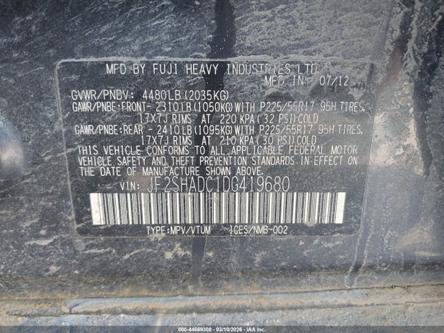 2013 SUBARU FORESTER JF2SHADC1DG419680 Photo 8