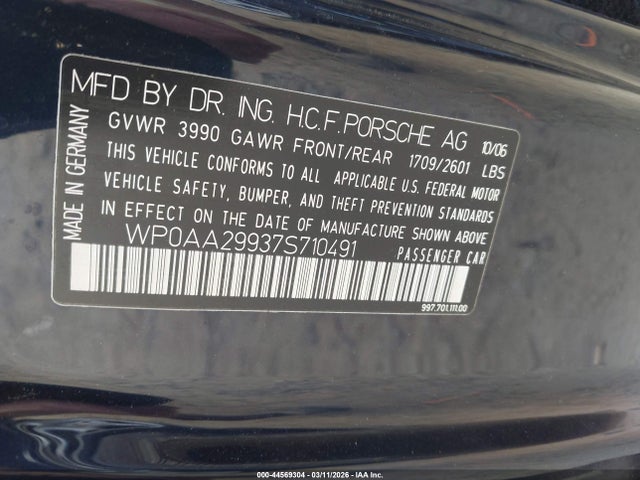 2007 PORSCHE 911 WP0AA29937S710491 Photo 8