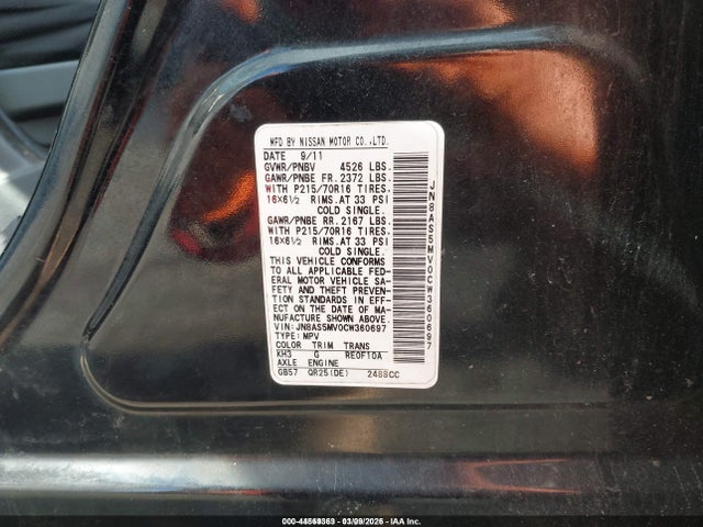 Aukcja sprzedaży 2012 Nissan Rogue S, vin: JN8AS5MV0CW360697, numer aukcji: 44569363