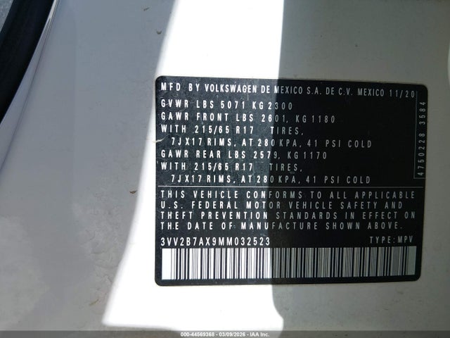 2021 VOLKSWAGEN TIGUAN 3VV2B7AX9MM032523 Photo 8