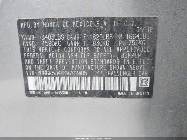 2019 HONDA FIT 3HGGK5H48KM702405 Photo 8