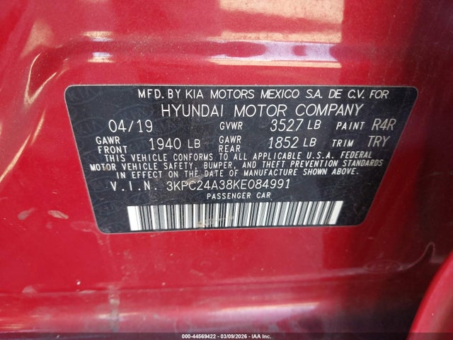 Hyundai ACCENT SE 2019 3KPC24A38KE084991 Image 9