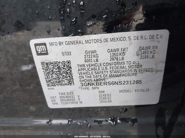 3GNKBERS6NS231285 Chevrolet Blazer Fwd Rs