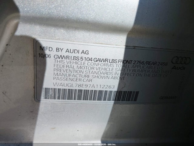 2007 AUDI S4 WAUGL78E97A112263 Photo 8