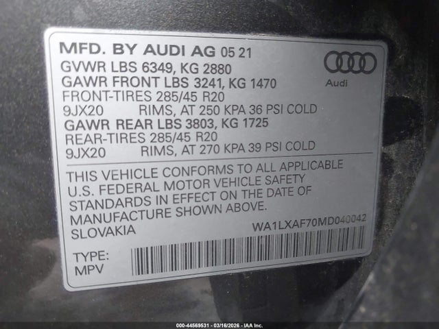 2021 AUDI Q7 WA1LXAF70MD040042 Photo 8