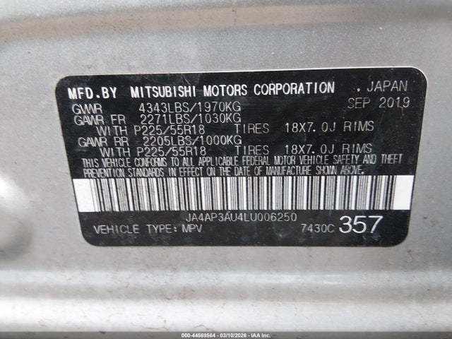 2020 MITSUBISHI OUTLANDER SPORT JA4AP3AU4LU006250 Photo 8