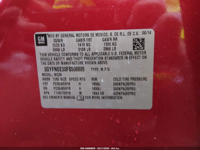 2015 CADILLAC SRX 3GYFNEE30FS508895 Photo 8