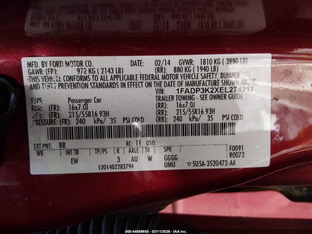Ford FOCUS SE 2014 1FADP3K2XEL274217 Image 9