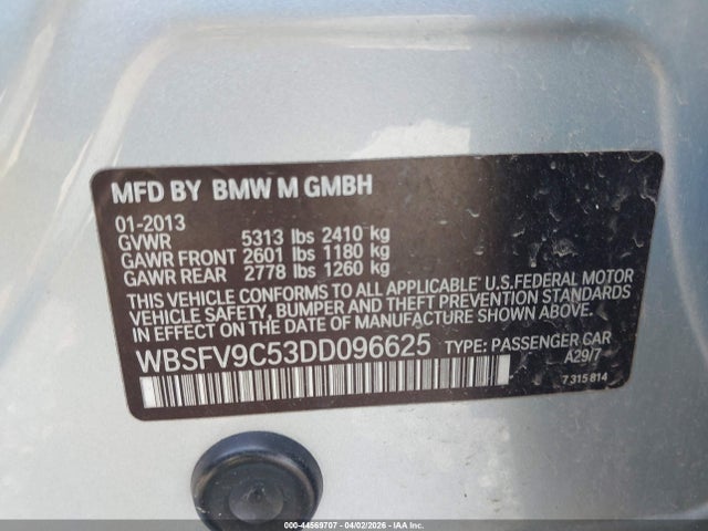 Продажа на аукционе авто 2013 Bmw M5, vin: WBSFV9C53DD096625, номер лота: 44569707