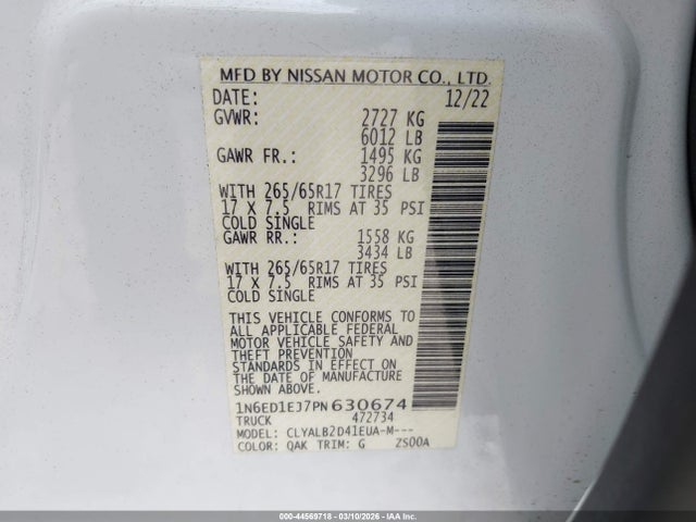 Nissan Frontier Sv 4x2 2023 1N6ED1EJ7PN630674 Image 41