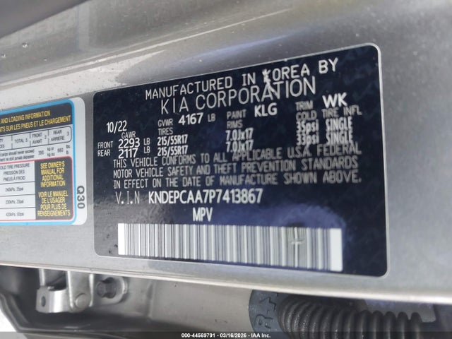 44569791 :رقم المزاد ، KNDEPCAA7P7413867 vin ، 2023 Kia Seltos Lx مزاد بيع