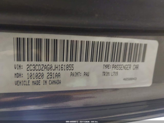 2018 Dodge Challenger Sxt მანქანა იყიდება აუქციონზე, vin: 2C3CDZAG0JH161855, აუქციონის ნომერი: 44569812
