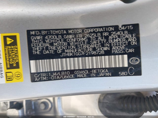 Продажа на аукционе авто 2015 Lexus Es 350, vin: JTHBK1GG7F2198728, номер лота: 44569851