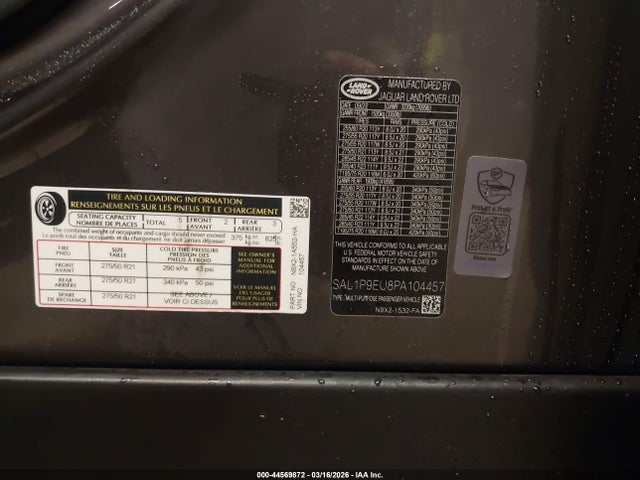 SAL1P9EU8PA104457 Land Rover Range Rover Sport Se