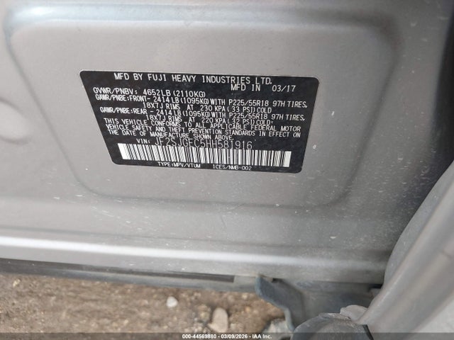 2017 Subaru Forester 2.0xt Premium მანქანა იყიდება აუქციონზე, vin: JF2SJGEC5HH581916, აუქციონის ნომერი: 44569880