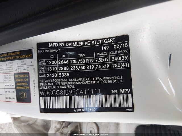 2015 MERCEDES-BENZ GLK 350 WDCGG8JB9FG411111 Photo 8