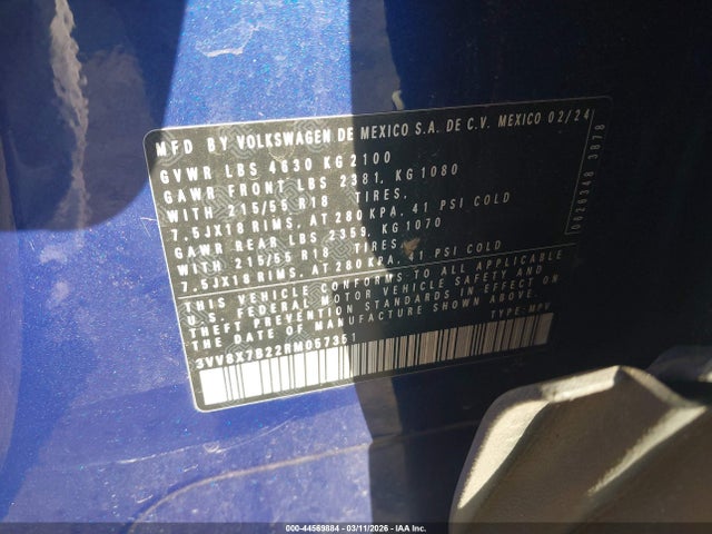 3VV8X7B22RM057351 Volkswagen Taos 1.5t S