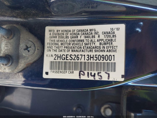 2003 HONDA CIVIC 2HGES26713H509001 Photo 8