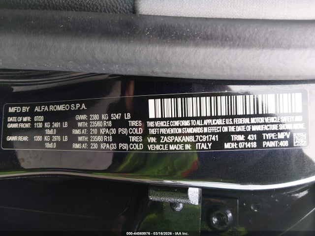 2020 ALFA ROMEO STELVIO ZASPAKAN8L7C91741 Photo 8