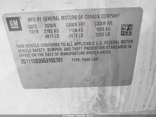 2G1115S36G9155781 Chevrolet Impala 2lt