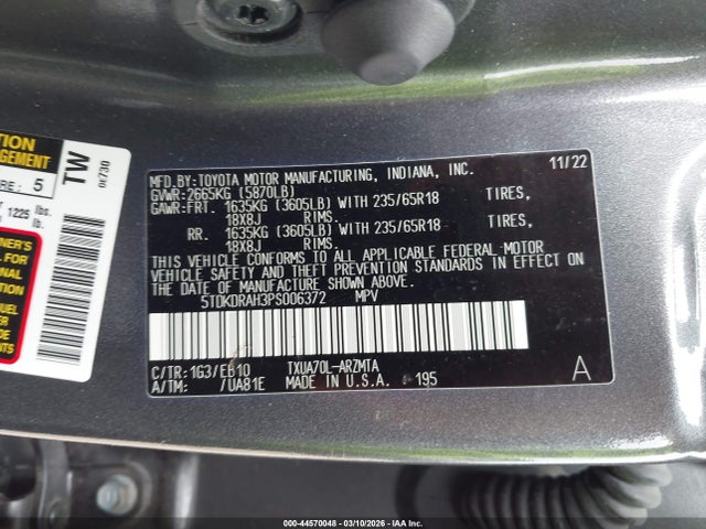 Продаж на аукціоні авто 2023 Toyota Highlander Xle, vin: 5TDKDRAH3PS006372, номер лоту: 44570048