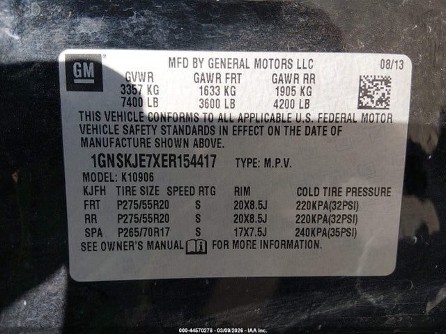 1GNSKJE7XER154417 Chevrolet Suburban 1500 Lt