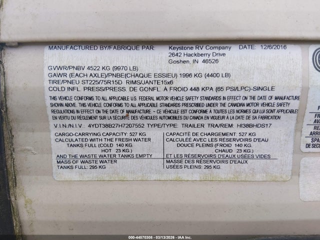 Keystone Rv Other 2017 4YDT38B27H7207552 Image 9