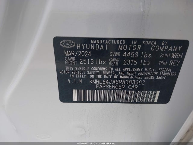 Продажа на аукционе авто 2024 Hyundai Sonata Sel, vin: KMHL64JA6RA383682, номер лота: 44570323