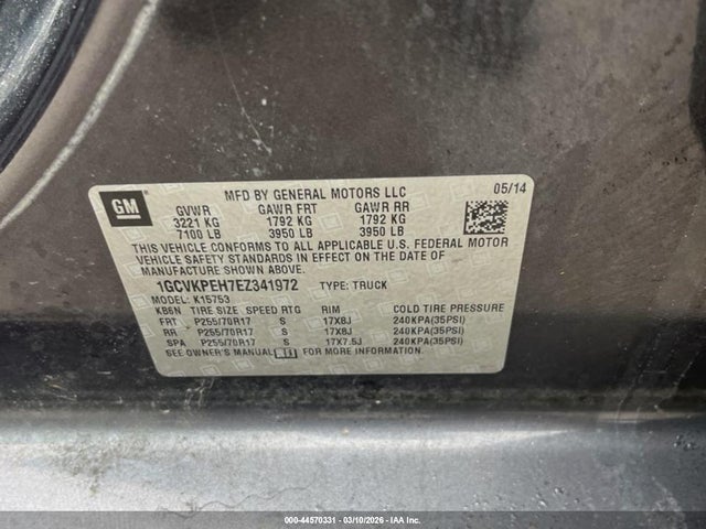 44570331 :رقم المزاد ، 1GCVKPEH7EZ341972 vin ، 2014 Chevrolet Silverado 1500 Work Truck 2wt مزاد بيع