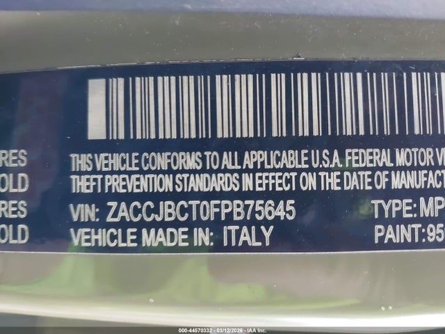 Продажа на аукционе авто 2015 Jeep Renegade Trailhawk, vin: ZACCJBCT0FPB75645, номер лота: 44570332