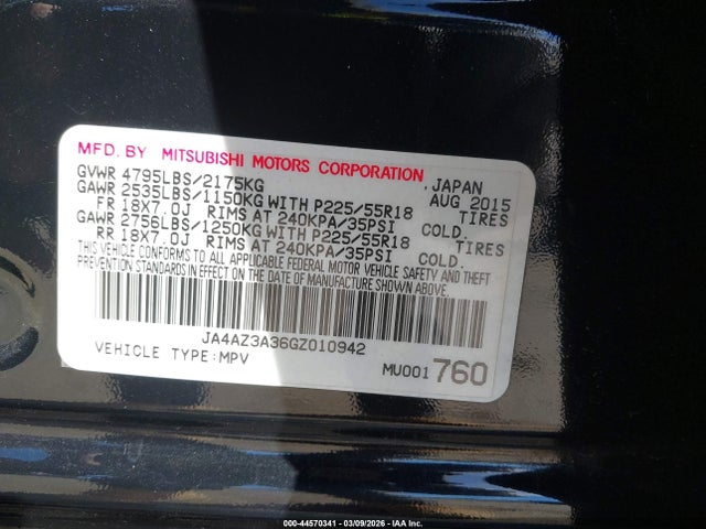 2016 MITSUBISHI OUTLANDER JA4AZ3A36GZ010942 Photo 8