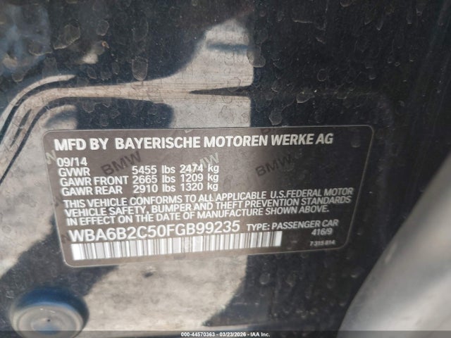 2015 BMW 650I GRAN COUPE WBA6B2C50FGB99235 Photo 8