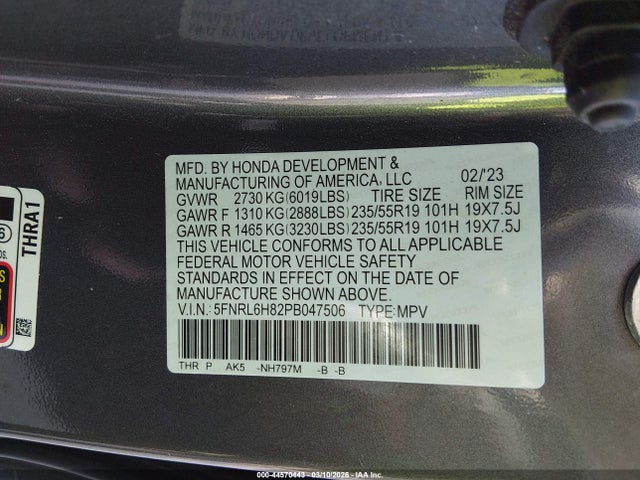 2023 HONDA ODYSSEY 5FNRL6H82PB047506 Photo 8
