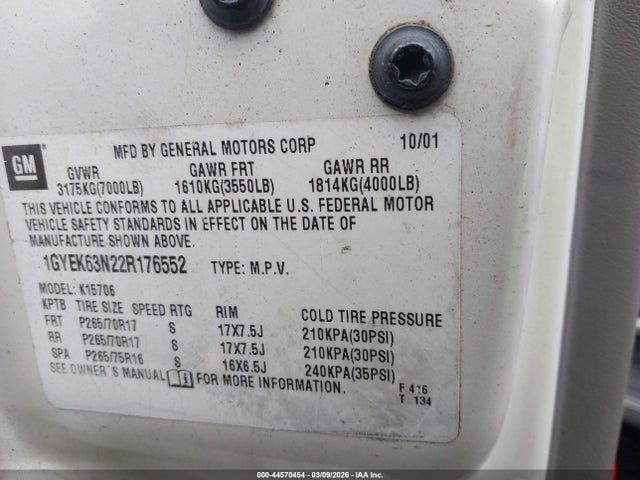 2002 CADILLAC ESCALADE 1GYEK63N22R176552 Photo 8