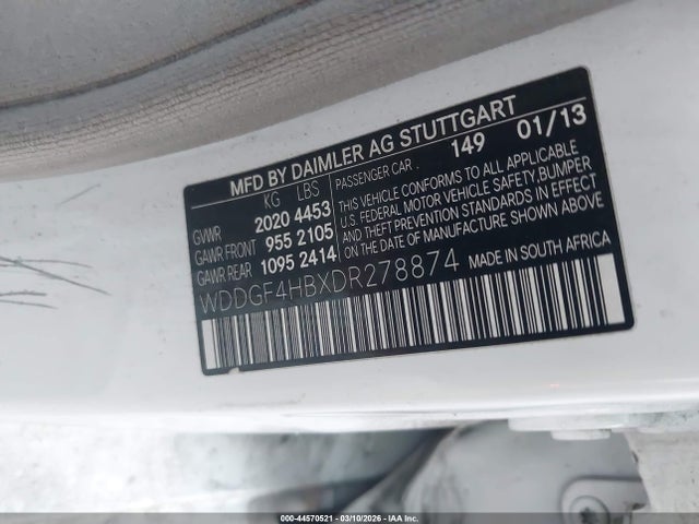 2013 Mercedes-benz C 250 Sport მანქანა იყიდება აუქციონზე, vin: WDDGF4HBXDR278874, აუქციონის ნომერი: 44570521
