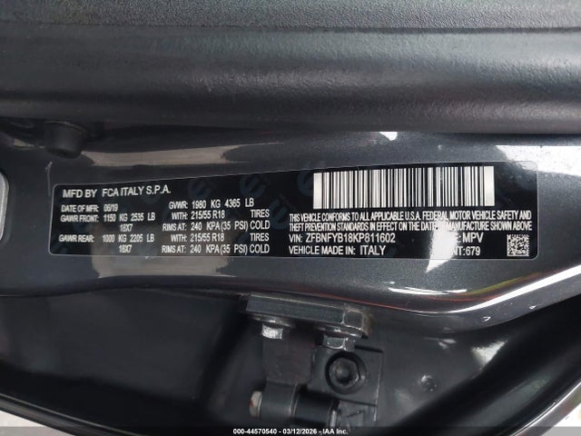 2019 FIAT 500X ZFBNFYB18KP811602 Photo 8