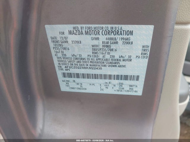 Продажа на аукционе авто 2008 Mazda Tribute I Sport, vin: 4F2CZ02Z88KM22435, номер лота: 44570579