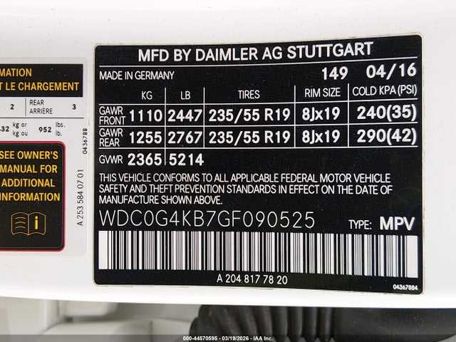Продажа на аукционе авто 2016 Mercedes-benz Glc 300 4matic, vin: WDC0G4KB7GF090525, номер лота: 44570595