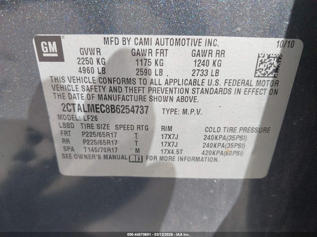 Продаж на аукціоні авто 2011 Gmc Terrain Sle-1, vin: 2CTALMEC8B6254737, номер лоту: 44570601