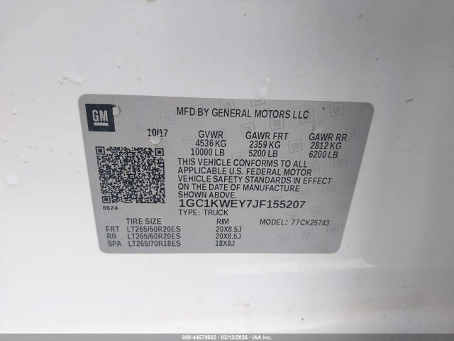 Chevrolet Silverado 2500hd Ltz 2018 1GC1KWEY7JF155207 Image 9