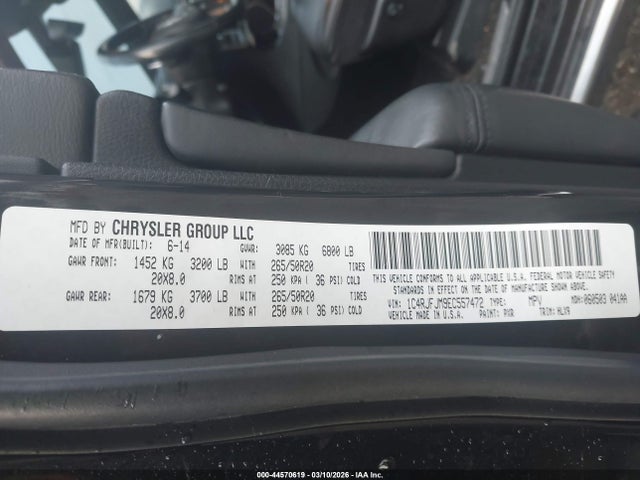 Продаж на аукціоні авто 2014 Jeep Grand Cherokee Summit, vin: 1C4RJFJM9EC557472, номер лоту: 44570619