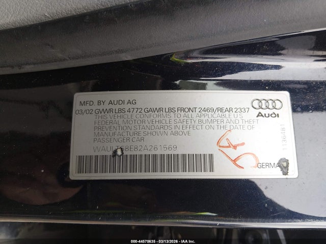 2002 AUDI A4 WAULT68E82A261569 Photo 8
