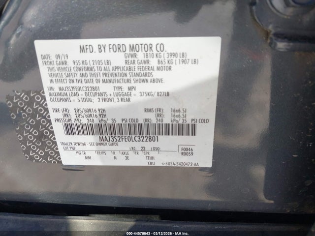 Ford ECOSPORT S 2020 MAJ3S2FE0LC322801 Image 9