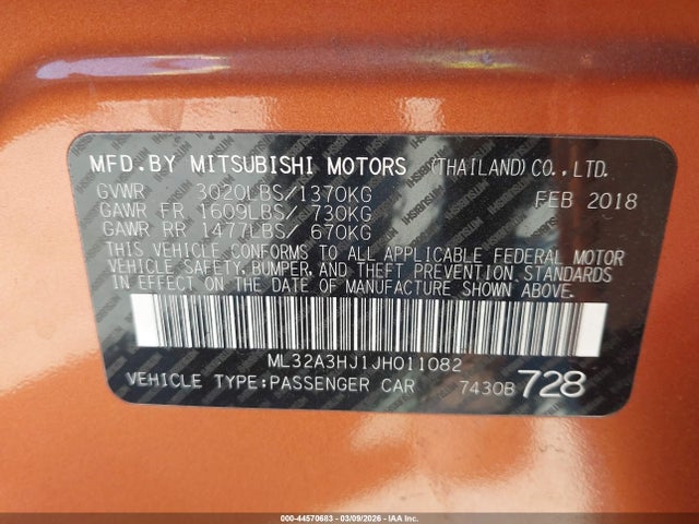 2018 MITSUBISHI MIRAGE ML32A3HJ1JH011082 Photo 8